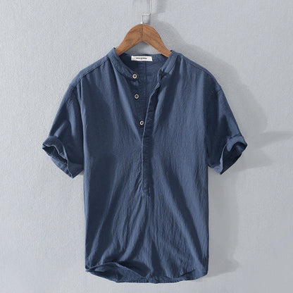 Image of Amos | Men's Band Collar Button-Down Shirt
