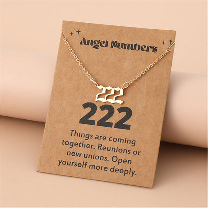 Angel Numbers Stainless Steel Necklace - Celestia-222-Gold-Nora Luxe