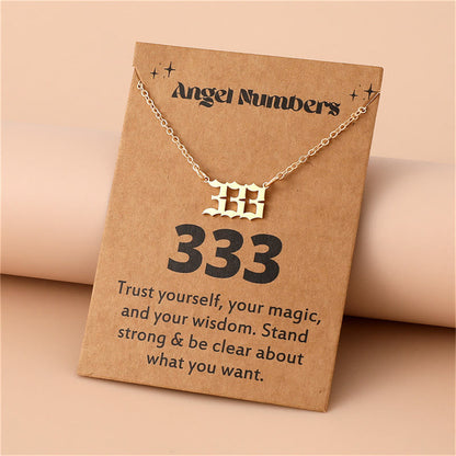 Angel Numbers Stainless Steel Necklace - Celestia-333-Gold-Nora Luxe