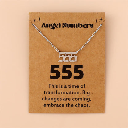 Angel Numbers Stainless Steel Necklace - Celestia-555-Silver-Nora Luxe