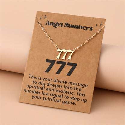 Angel Numbers Stainless Steel Necklace - Celestia-777-Gold-Nora Luxe