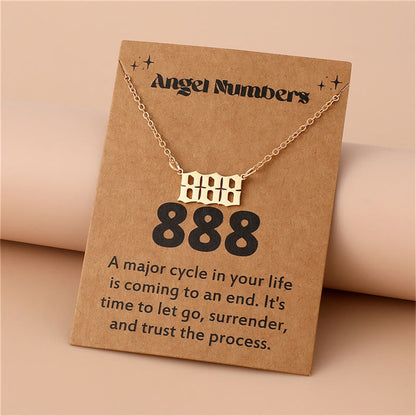 Angel Numbers Stainless Steel Necklace - Celestia-888-Gold-Nora Luxe