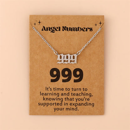 Angel Numbers Stainless Steel Necklace - Celestia-999-Silver-Nora Luxe