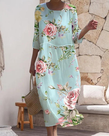 Comfy Women's Loose Fit Midi Summer Dress - Olytrend