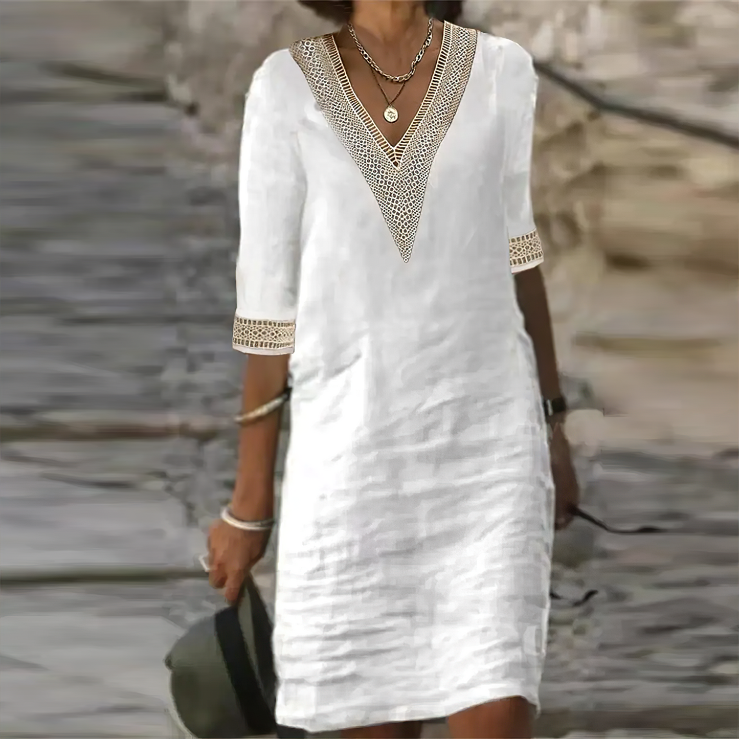 Image of Angela | Women's V-Neck A-Line Mini Dress