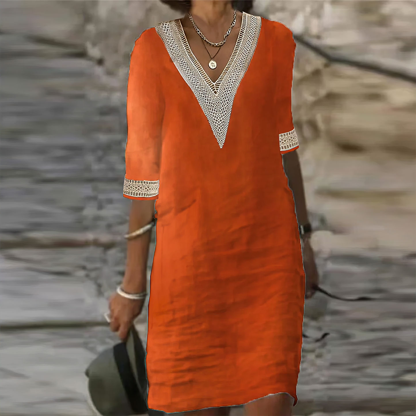 Image of Angela | Women's V-Neck A-Line Mini Dress