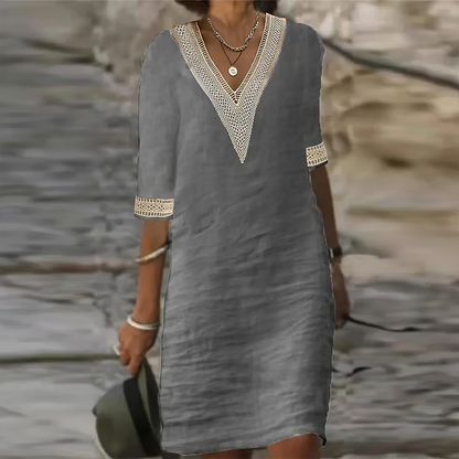 Image of Angela | Women's V-Neck A-Line Mini Dress