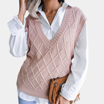 Angeza - Trendy Knitted Sweater for Women-Pink-XS-Nora Luxe