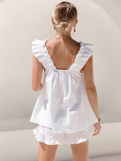 Image of Angie | Women's Ruffle Top Shorts Set