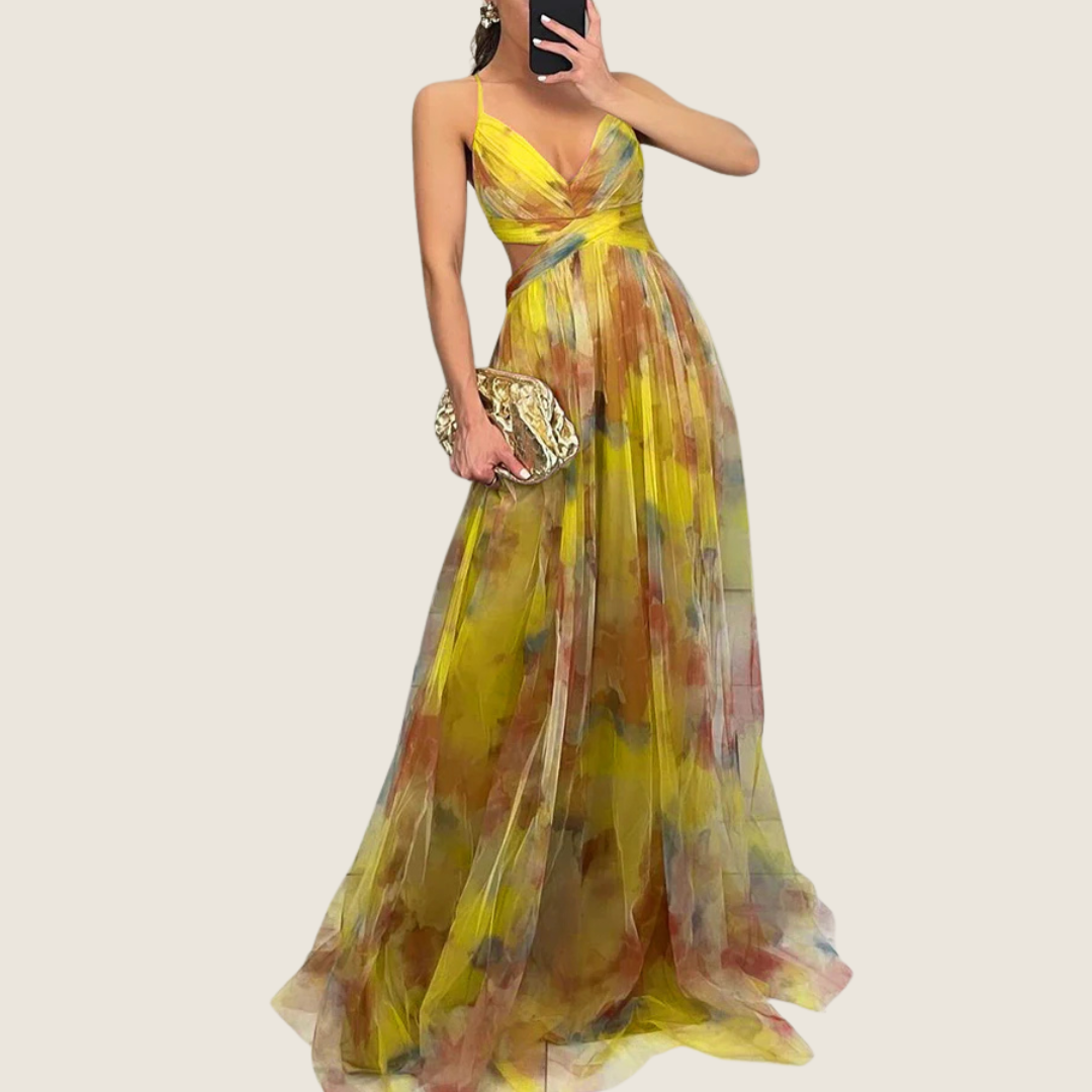 Image of Angie | Women's V-Neck Spaghetti Strap Maxi Dress