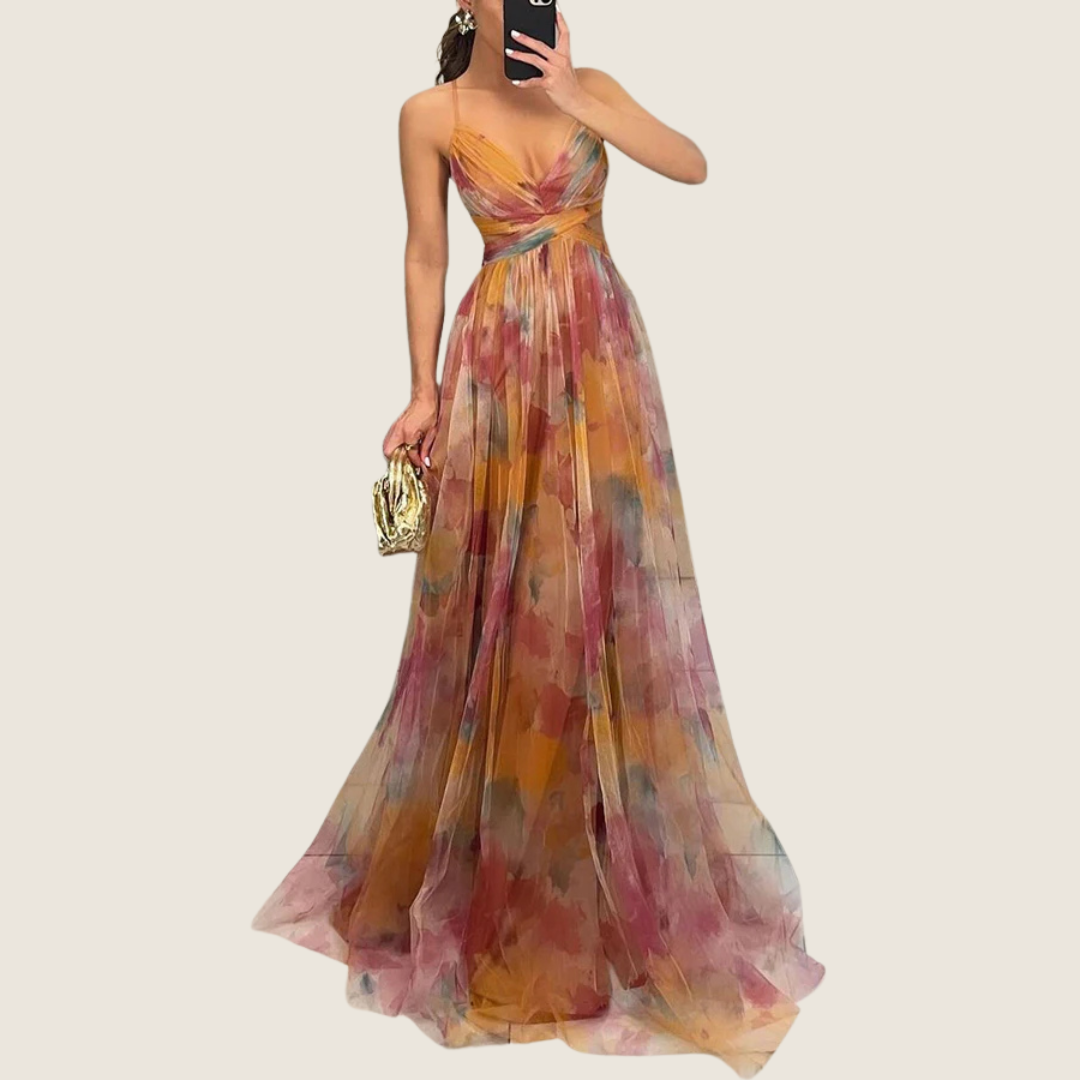 Elegant Women's V Neck Summer Maxi Dress - Olytrend