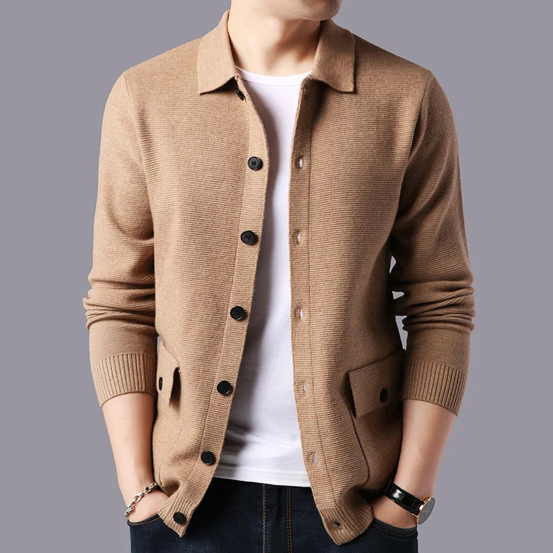 Classic Men's Button Front Cardigan Sweater - Olytrend