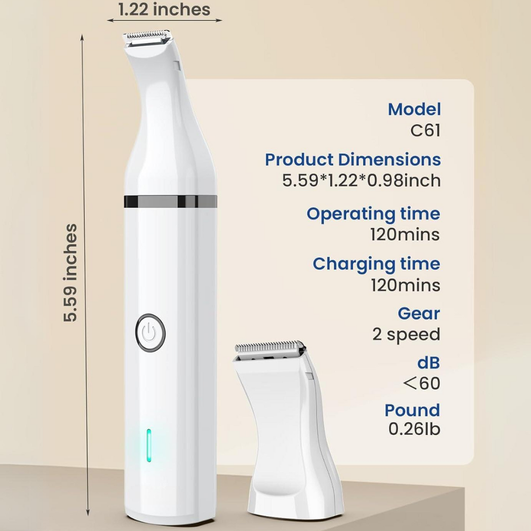 Animal Clipper with Double Blades - Quiet & Cordless Grooming Tool-White-Nora Luxe