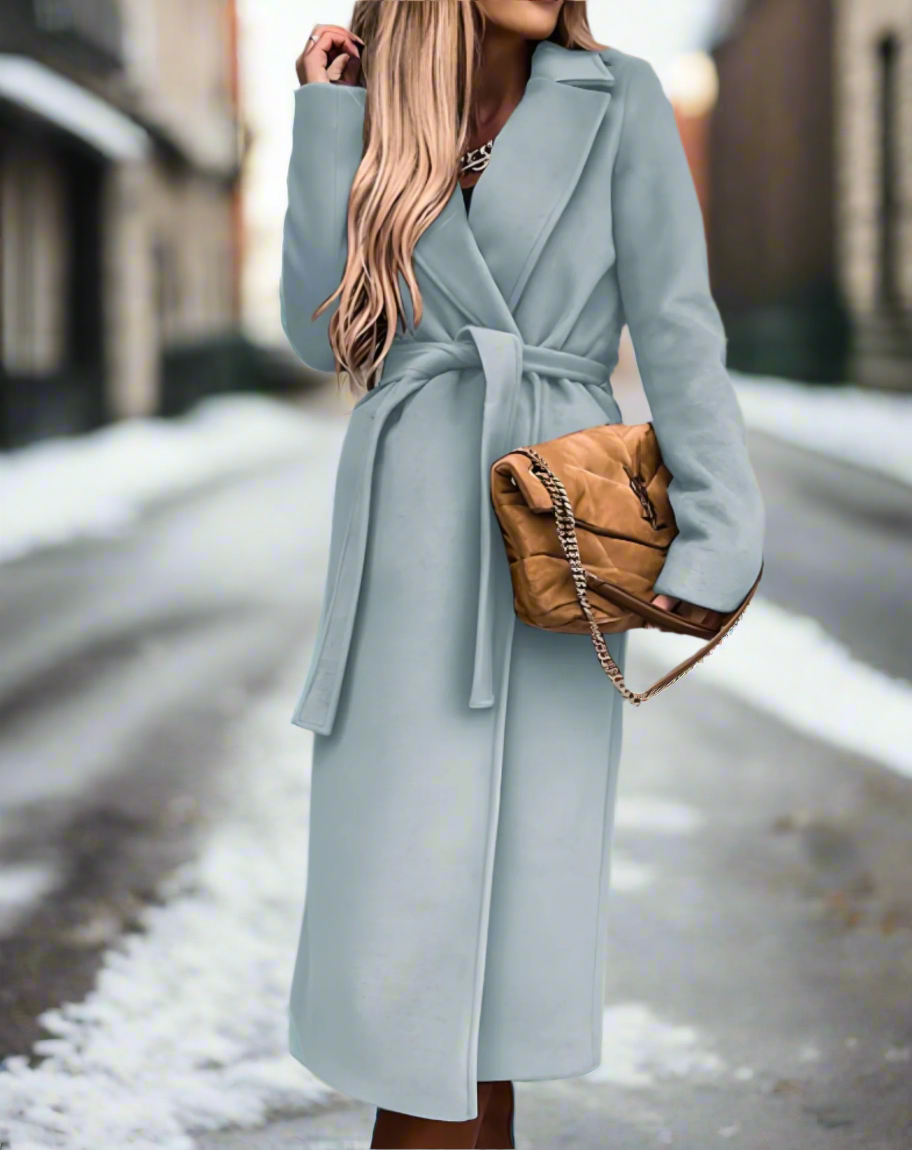 Ladies Classic Waterproof Knee Length Coat with Belt