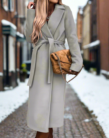 Ladies Classic Waterproof Knee Length Coat with Belt