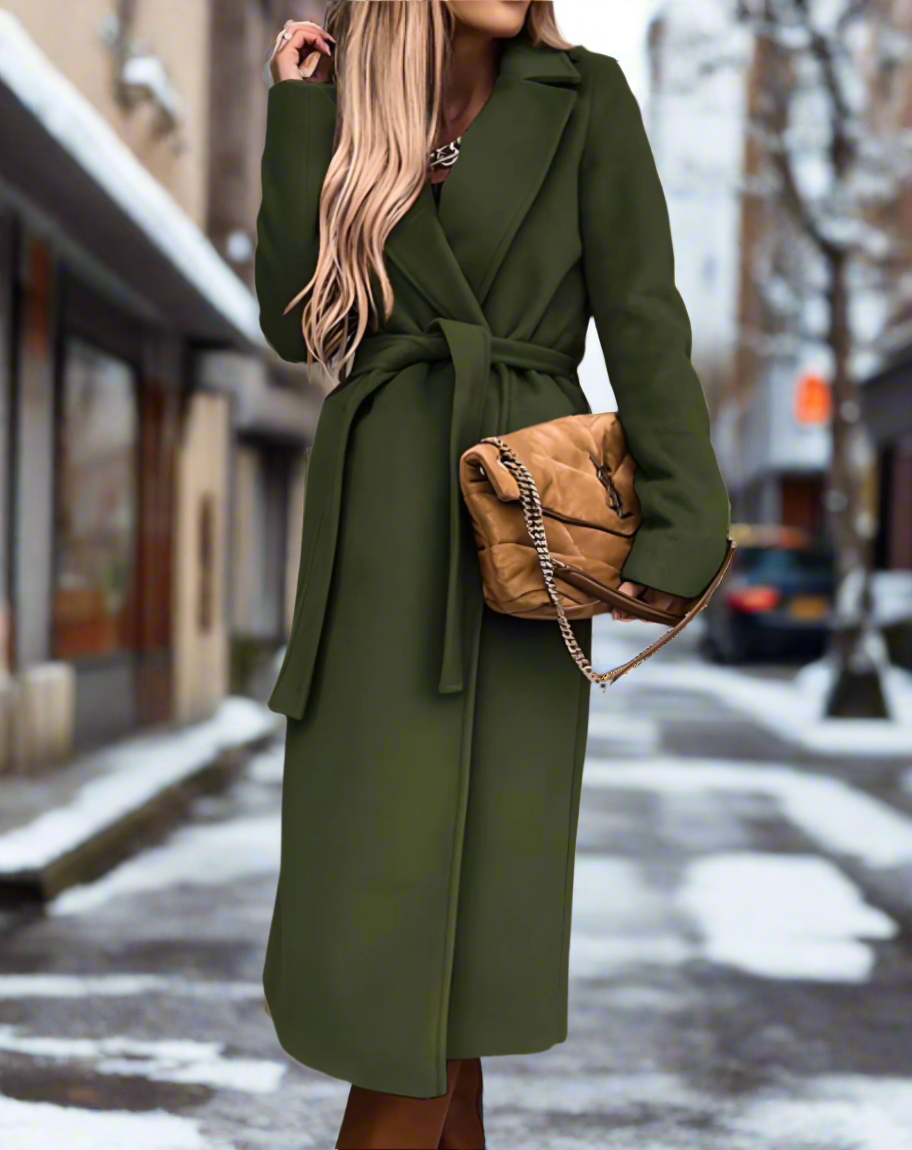 Ladies Classic Waterproof Knee Length Coat with Belt