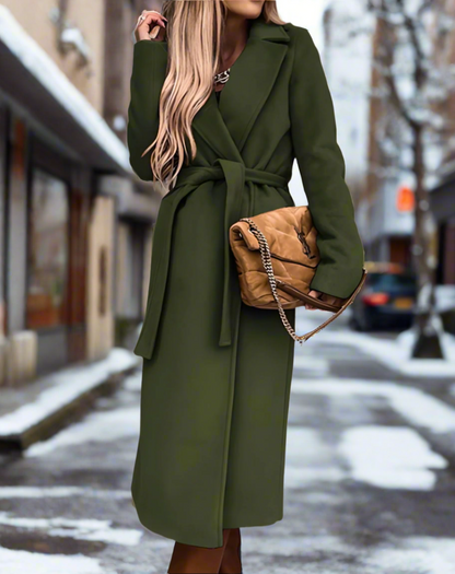 Ladies Classic Waterproof Knee Length Coat with Belt