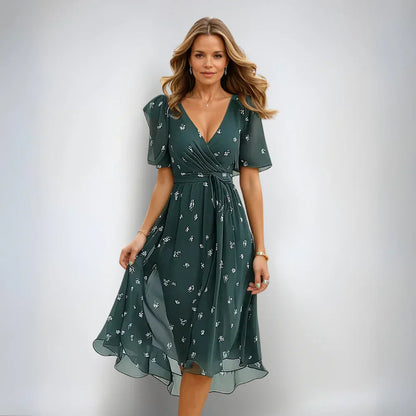 Chic Floral Print Maxi Wrap Dress - Nocini