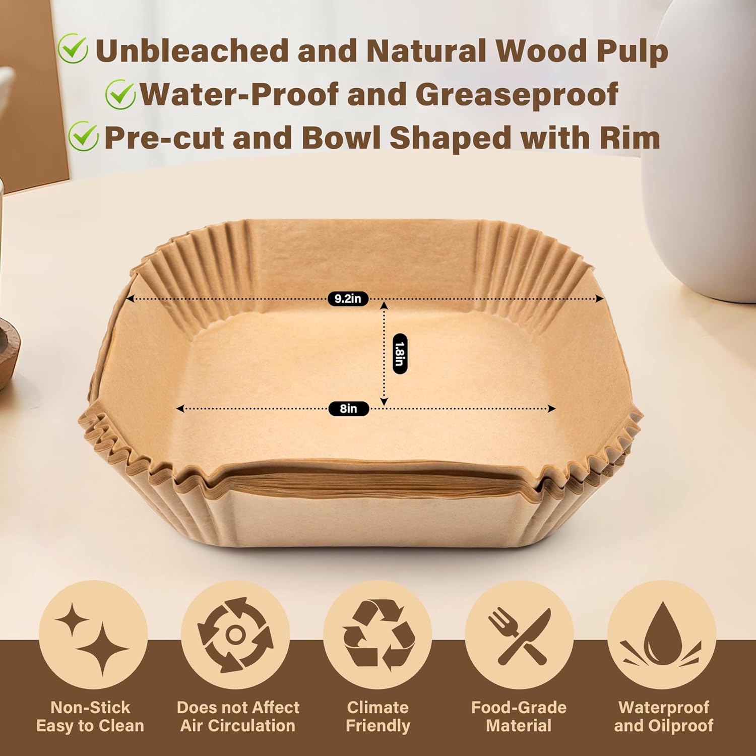 Anti-adhesive Disposable Air Fryer Liners - EasyCrisp-Square-Nora Luxe