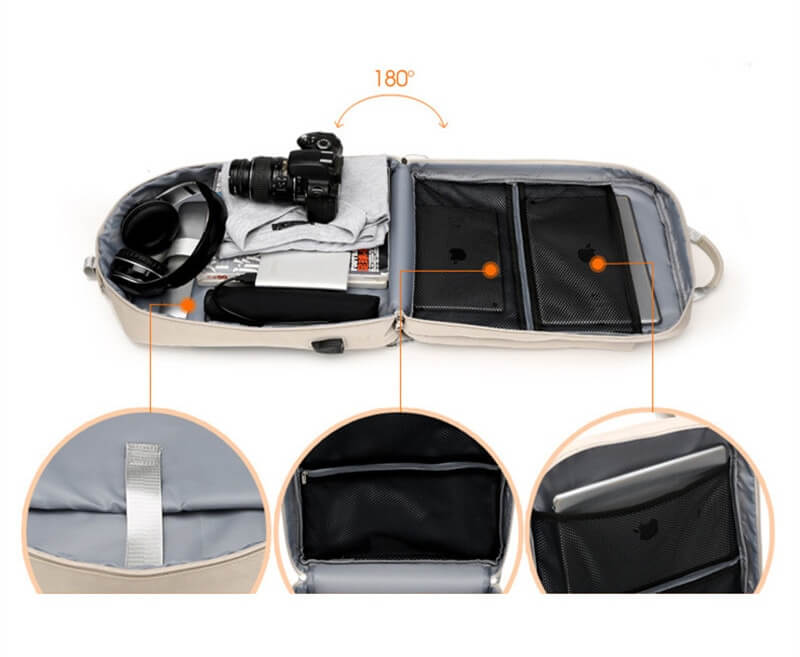 Safe Travel Backpack with Concealed Pockets and Power Bank