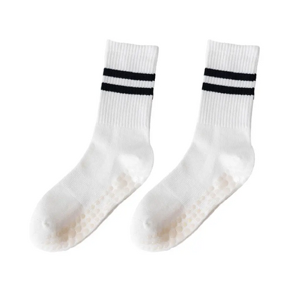 Anti-slip Mid-Tube Sports Socks for Fitness and Yoga - GripFit-White-Nora Luxe