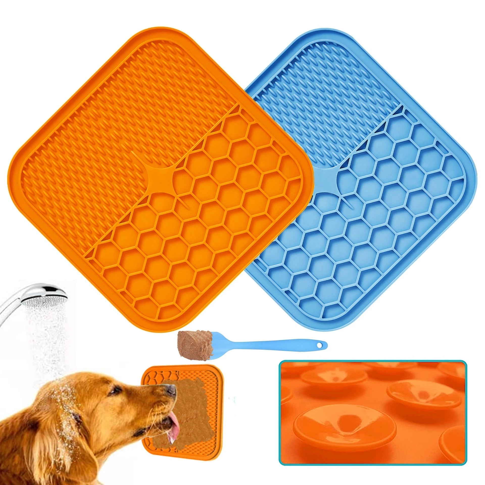 Anti-Stress Dog Lick Mat - LickEase-Blue-S (15x15 cm)-The Livary