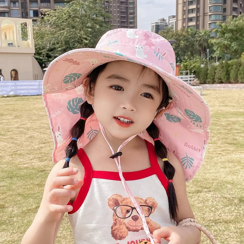 ANTI-UV KIDS SUN HAT WITH WHISTLE - SUMMER BUCKET HAT FOR BOYS AND GIRLS-White-Nora Luxe