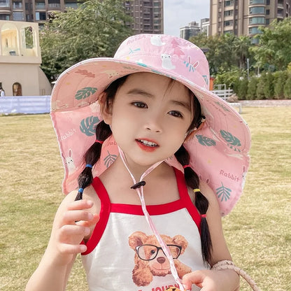 ANTI-UV KIDS SUN HAT WITH WHISTLE - SUMMER BUCKET HAT FOR BOYS AND GIRLS-White-Nora Luxe