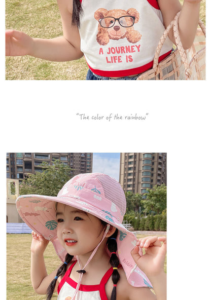 ANTI-UV KIDS SUN HAT WITH WHISTLE - SUMMER BUCKET HAT FOR BOYS AND GIRLS-White-Nora Luxe