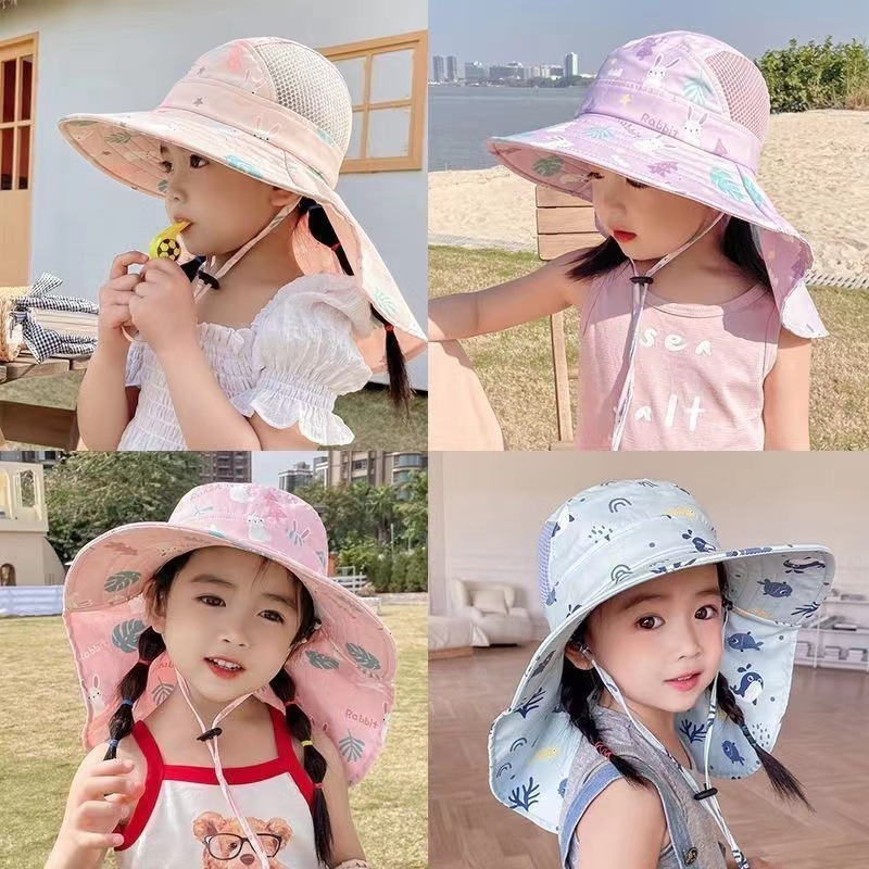 Kids Protective Summer Sun Hat with Whistle - Pexav