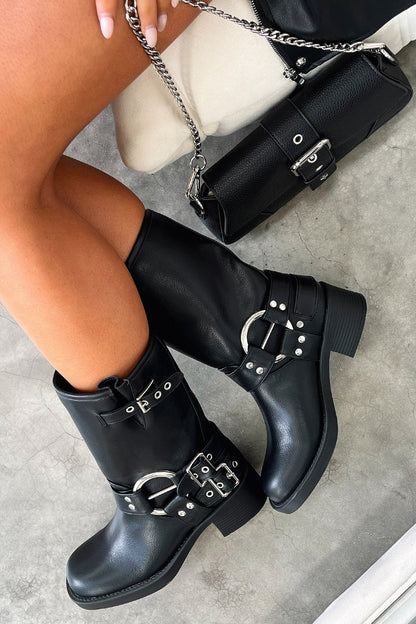 Women's Ankle High Black Leather Boots