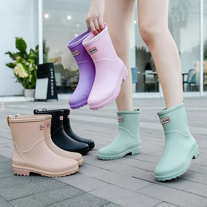 AquaStride 2.0 | Stylish Half-High Waterproof Rain Boots for Women-Purple-6-Nora Luxe