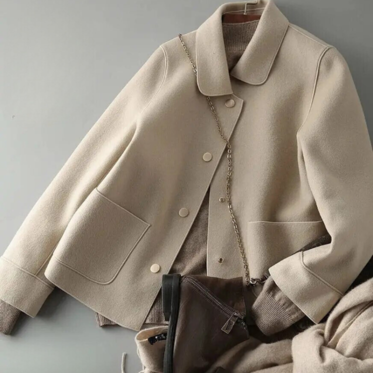 Timeless Ladies Wool Coat with Patch Pockets - Nocini