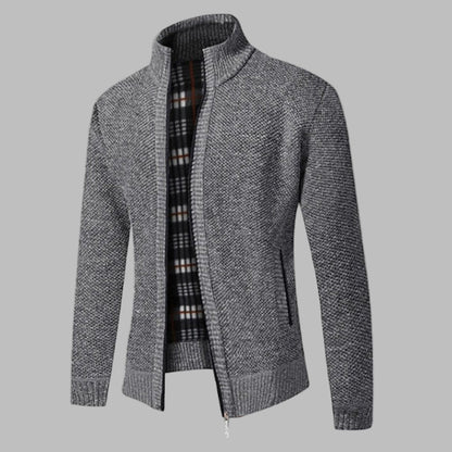 Fashionable Mens Zip Up Knit Sweater - Olytrend