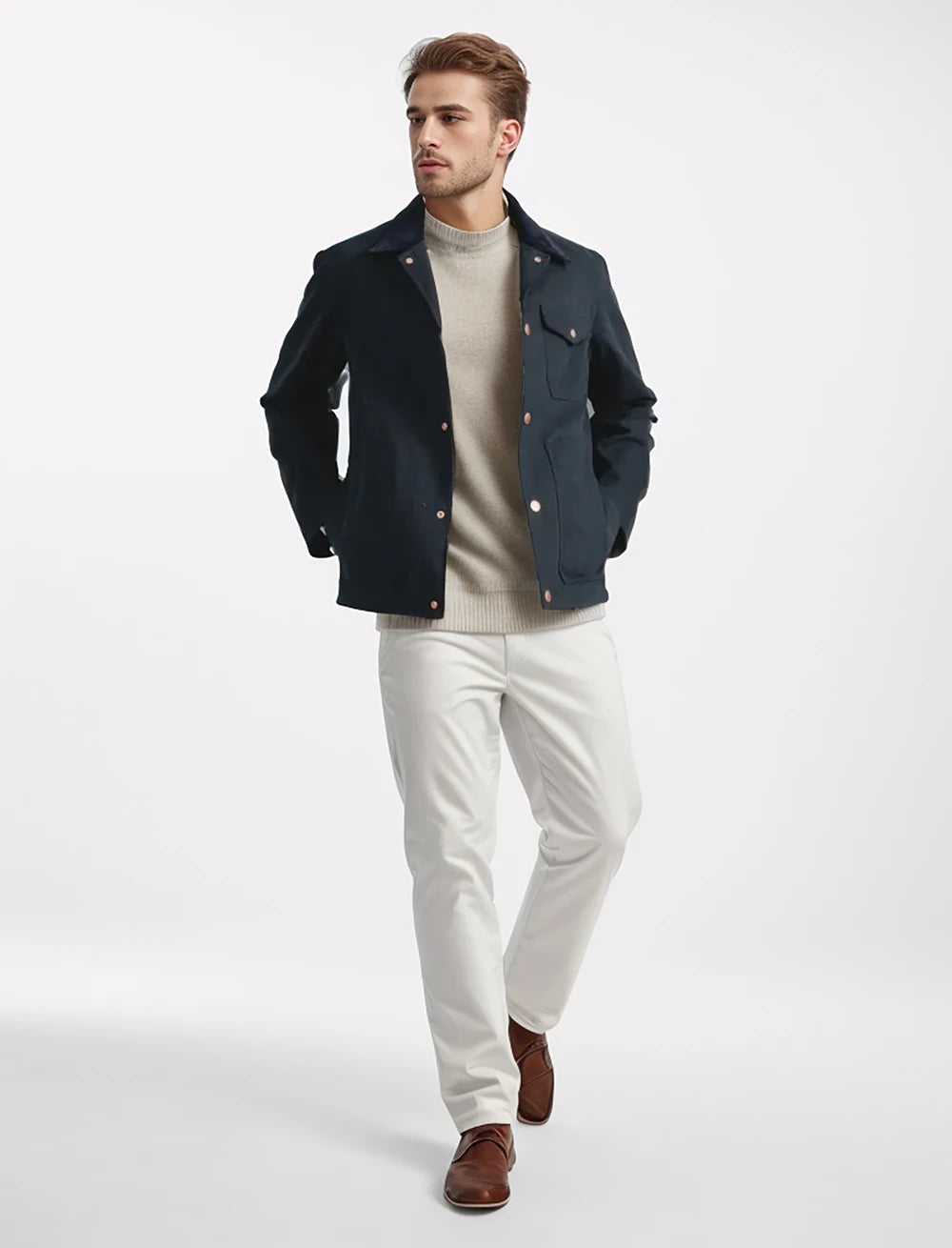 Traditional Fit Mens Button Down Coat - Pexav