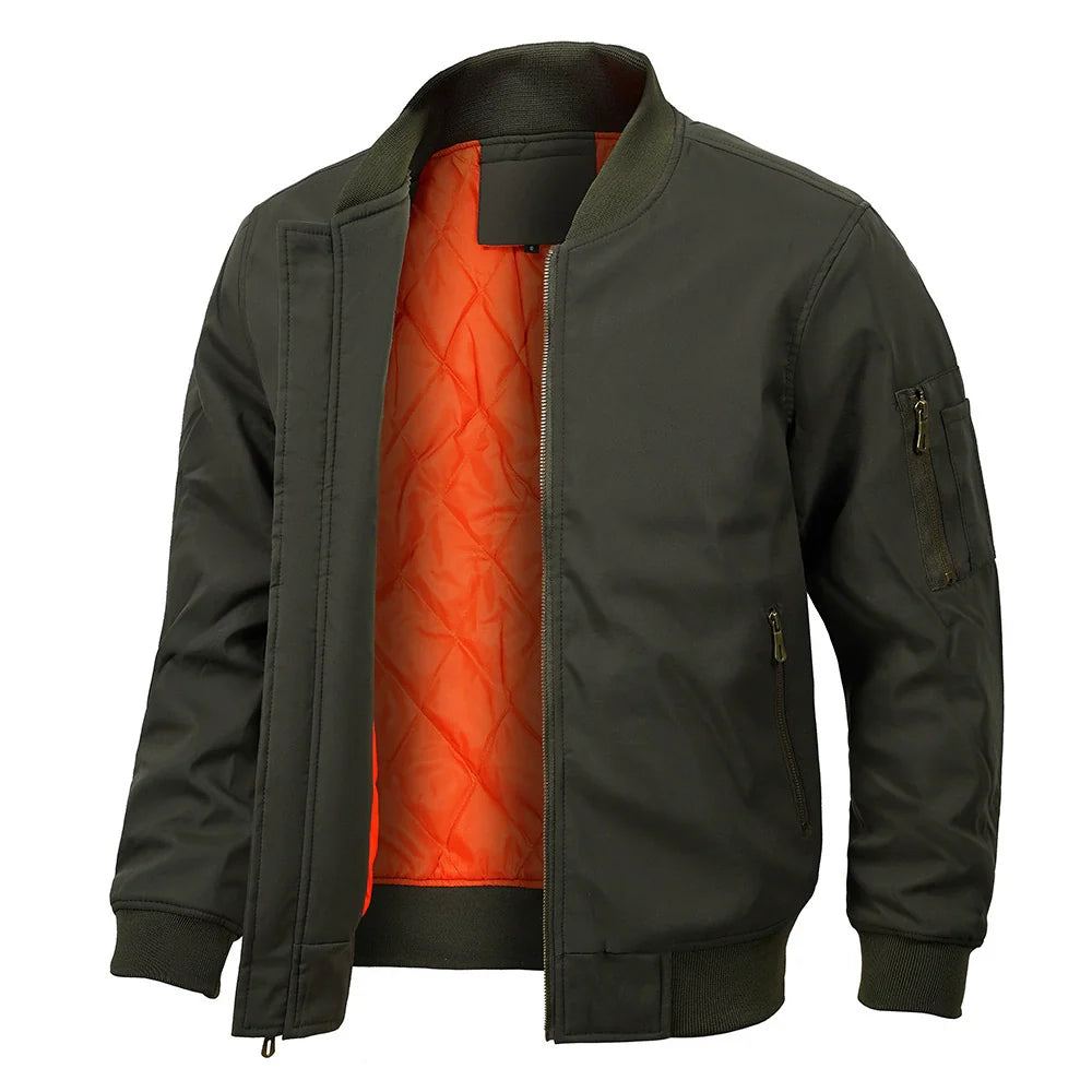Casual Quilted Bomber Jacket with Ribbed Collar - Nocini