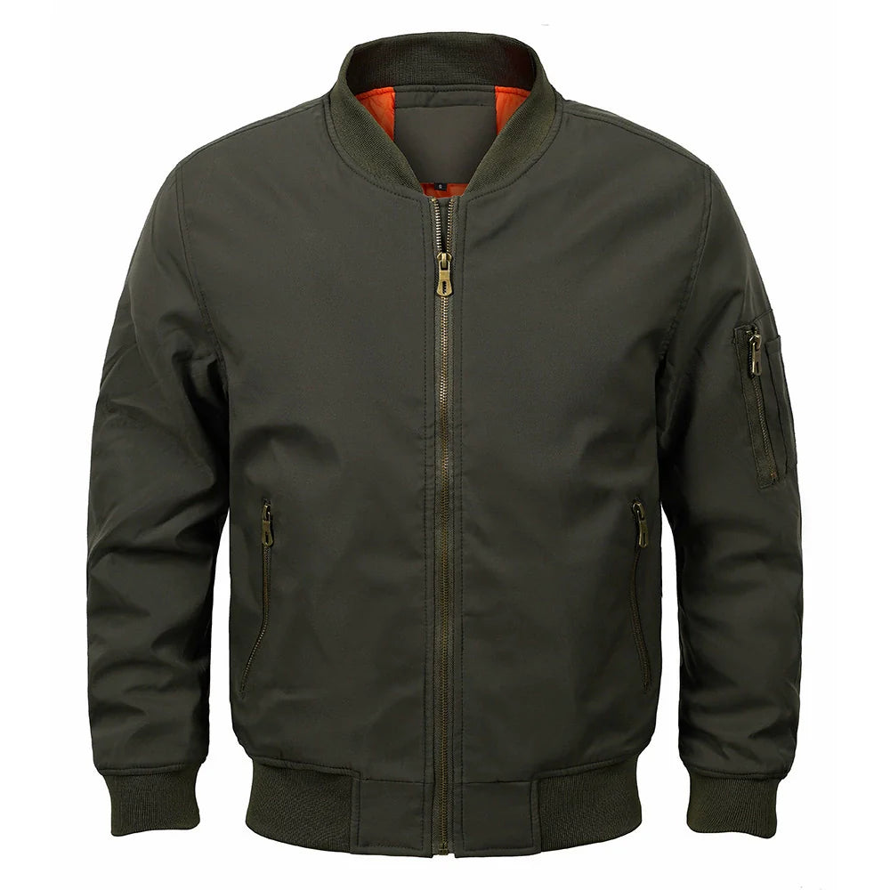 Casual Quilted Bomber Jacket with Ribbed Collar