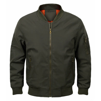 Casual Quilted Bomber Jacket with Ribbed Collar