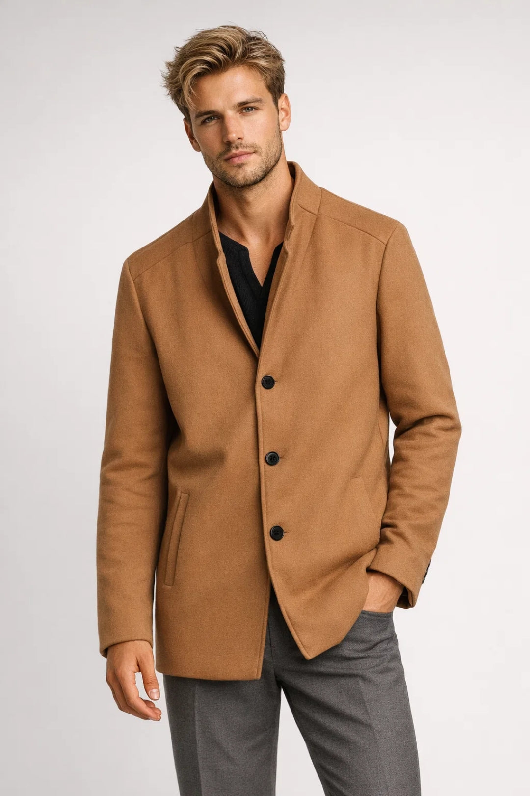 Classic Men's One Button Trench Coat - Olytrend