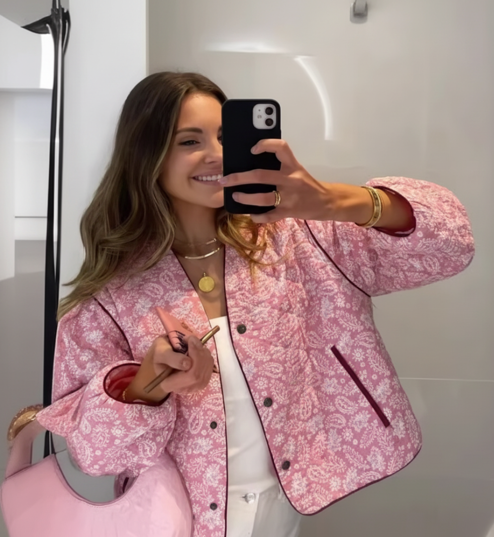 Women's Floral Quilted Button Jacket
