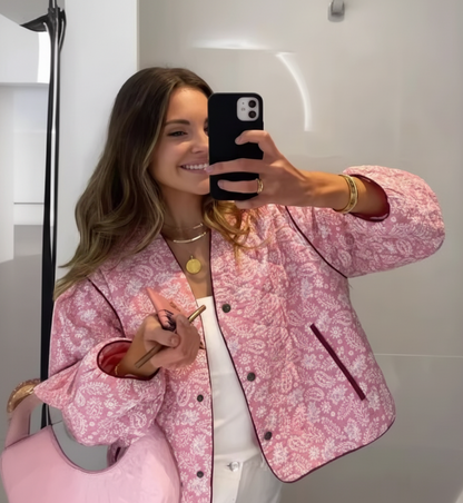 Women's Floral Quilted Button Jacket