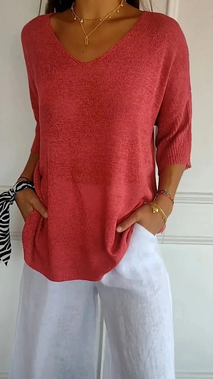 Relaxed Fit Women's Crew Neck Knit Sweater - Olytrend