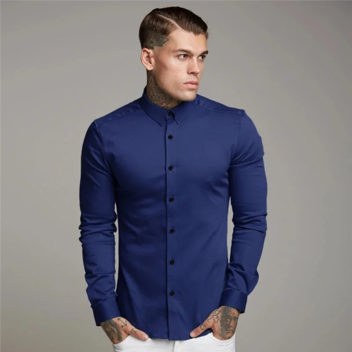 Stylish Mens Slim Fit Casual Dress Shirt