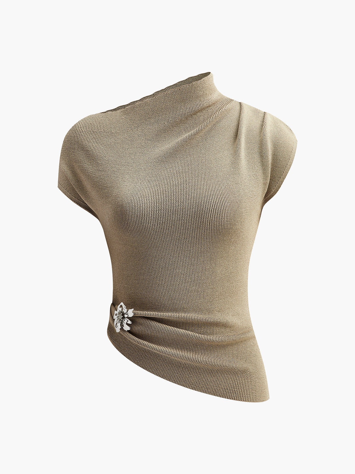 Chic OffCenter Metal Accent Sweater Top - Pexav