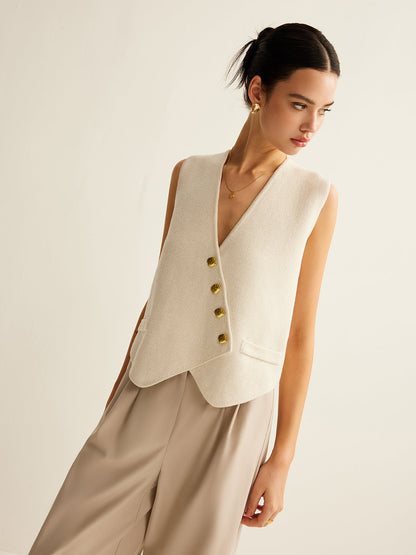 Unique Off Center Button Vest