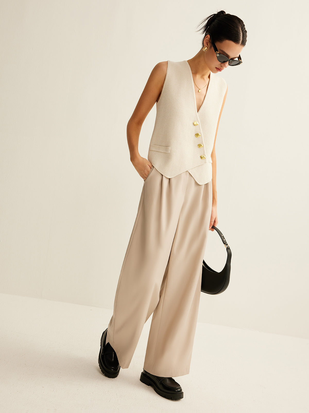 Unique Off Center Button Vest