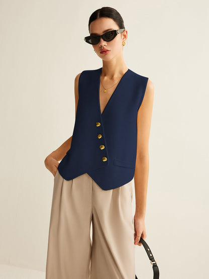 Unique Off Center Button Vest