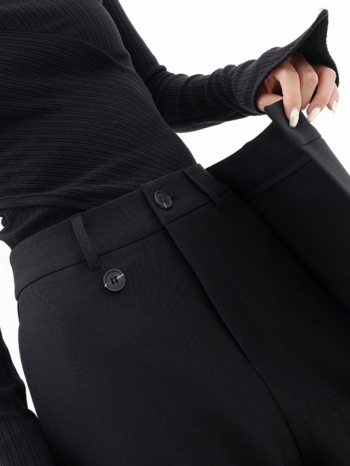 Asymmetrical Comfort Trousers - Livia-Black-S (4-6)-Nora Luxe