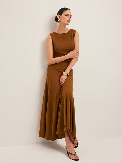 Unique Flowy Ruffle Sleeveless Dress