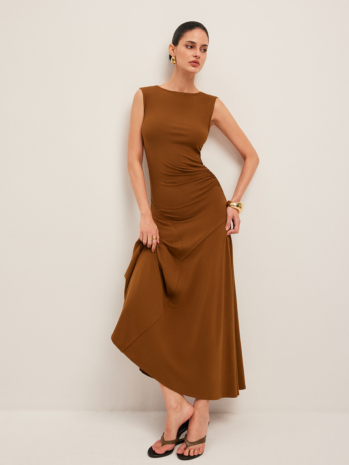 Unique Flowy Ruffle Sleeveless Dress